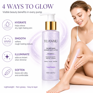 Loción <span class=keywords><strong>Corporal</strong></span> Iluminadora y Suavizante con Brillo Plateado, Hidratante, Nutritiva y Humectante - Product Image 3