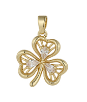 Parure de bijoux élégante en laiton ZG, collier pendentif trèfle à trois feuilles creux et zircones, boucles d'oreilles clous