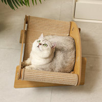 Griffoir pour chat en carton ondulé, design hamac, sisal, très durable, structure en bois robuste, style épuré, toutes saisons