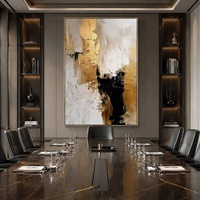 Peinture murale abstraite paysagère texturée en acrylique doré peinte à la main, art moderne de luxe sur toile pour la décoration du salon ou du bureau