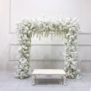 GNW beyaz gül gölgelik yapay ipek çiçekler mandap ortanca düğün kemer sahne arka plan dekorasyon satılık