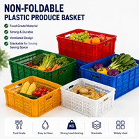 Duurzame plastic geweven groentemand, niet opvouwbaar, ademend, voor groente- en fruitopslag, groothandel, OEM, bulk levering
