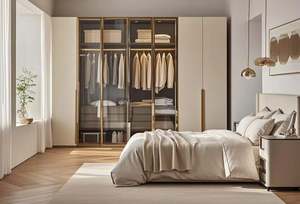 Más Vendido - Armario de Madera, Armario de Tamaño Personalizado, Muebles de Dormitorio, Puerta de Vidrio, Armario Plegable - Product Image 4