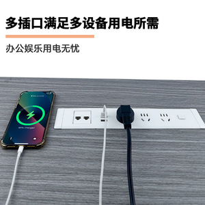 Huibaili Embedded <b>Socket</b> 5 Hole <b>USB</b> Power Strip <b>With</b> Switch For Office Desk Desktop Concealed Design Wire Passage Hole - Product Image 5