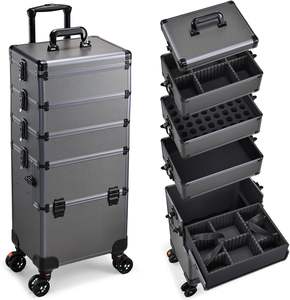 Maletín de Maquillaje, Maleta de Cosmetología <span class=keywords><strong>con</strong></span> Ruedas, Maletín de Viaje para Maquillaje, Carrito Rodante para Uñas, Organizador de Maquillaje, Caja de Almacenamiento de Cosméticos - Product Image 1