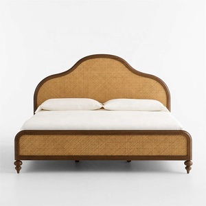 Cabecera Arqueada Moderna de Lujo para Cama King Size, Estructura de Madera Sólida con Inserciones de Mimbre, para Proyectos de Hoteles y Villas, Fabricante OEM/ODM - Product Image 3