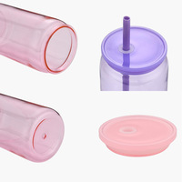 Gobelet en plastique transparent avec couvercle et paille, en forme de canette de soda, réutilisable, pour café glacé, jus et autres boissons