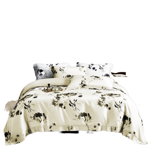 Parure de lit en fibre de Lyocell personnalisée pour l'été, textile de maison confortable, imprimé numérique blanc, 200 fils/cm², housse de couette, drap plat, taie d'oreiller, King/Queen - Product Image 1