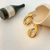Boucles d'oreilles plaqué or en acier inoxydable joyas de acero inoxidable al por mayor Boucles d'oreilles creuses profilées de forme irrégulière