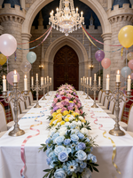 Vente flash - Chemin de table en fleurs artificielles multicolores de la marque Panda, bande florale moderne pour la décoration de table de mariage ou de fête