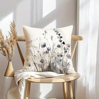 Housses de coussin décoratives Kongyu Home Textiles à motif floral style aquarelle pour canapé, décoration moderne de style ferme