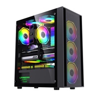 Boîtier d'ordinateur de bureau ATX M3 de style professionnel transfrontalier avec ports USB 3.0 avant, compatible avec 8 ventilateurs, vue panoramique, en stock