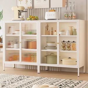 Salon moderne résistance au feu et à la rouille vaisselle en acier réglable rangement vaisselle pieds hauts armoires de cuisine buffet - Product Image 3