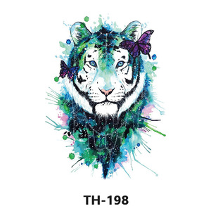 Hermosos dibujos de arte corporal Sexy Tigre <span class=keywords><strong>animales</strong></span> transferencia de agua mangas de brazo pierna pecho temporal tatuaje negro flores para mujeres - Product Image 6