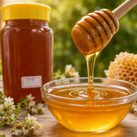 Pot en verre octogonal de 1000g de miel naturel avec bouchon jaune, miel pur doré pour le thé, le petit-déjeuner, la pâtisserie et la restauration
