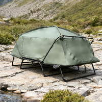 Lit de camping pliable double couche imperméable quatre saisons pour l'extérieur, structure à une chambre avec poteaux en fibre de verre pour 1-2 personnes