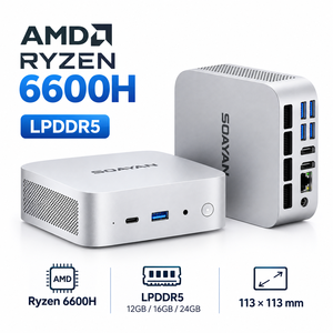 Mini <span class=keywords><strong>PC</strong></span> AMD Ryzen 6600HS 12 Go LPDDR5 SSD M.2 Carte graphique Radeon 660M Ordinateur de bureau <span class=keywords><strong>4K</strong></span> UHD Fourniture en gros OEM pour projets professionnels - Product Image 1