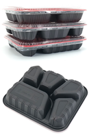 Conteneur alimentaire en plastique jetable à 2/3/4 compartiments en PP de qualité alimentaire, emballage à emporter, prix abordable, avec couvercle