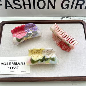 Новое поступление, ацетат, два цветка, зажим для волос, Сращивание цветов, 8,8 см, цветок, аксессуары для волос для женщин - Product Image 2