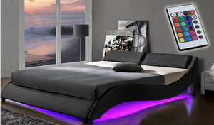 Nhà Máy Bán Buôn OEM King Size PU Da Tổng Hợp Hình Dạng Đường Cong Đệm Mềm Nền Tảng Giường Với Đầu Giường Led - Product Image 5