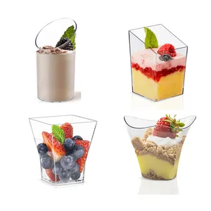 Homesun 80 ml mini PS taza de mousse de postre de plástico duro espesar tazas de pudín de helado desechables