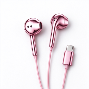 Auriculares con cable tipo C, auriculares internos con cable cromados plateados, auriculares metálicos con cable, auriculares con cable tipo C - Product Image 5