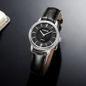Reloj de Cuarzo MIGE para Mujer, de Acero Inoxidable, con Correa de Cuero, Elegante, con Visualización de Fecha Analógica, Caja Redonda de 30 mm, Cristal de Zafiro - Product Image 2