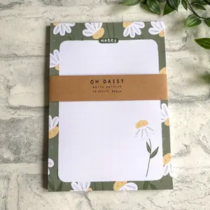 Custom Logo Gedrukt Bloem Ontwerp Ongecoat Papier Notitieboek 52 Vellen Schattige Lijn Notitieblok Kalender Mini Memo Pads