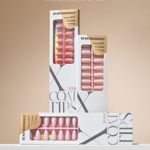XCOATTIPS Faux Ongles Carrés Amande Nude Naturel 160 Pièces Vente en Gros Haute Qualité Gel Doux X Press-On Nails En Gros - Product Image 1
