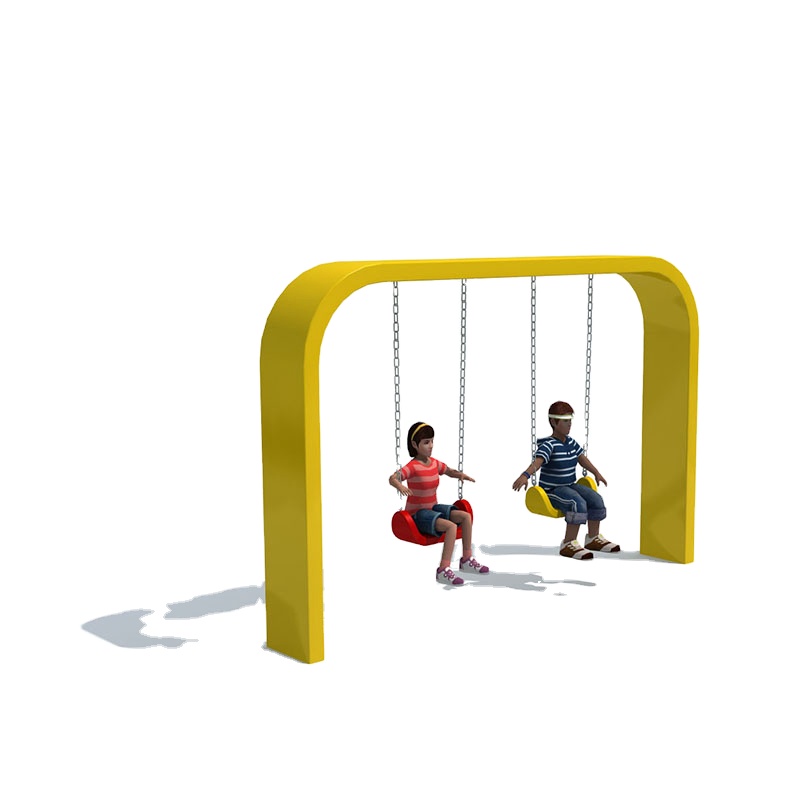 Детская уличная игровая площадка высокого качества с металлической рамой, четырехместные качели с горкой