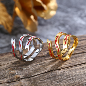 แหวนปกป้องร่างกายทำจากเหล็กไทเทเนียม,แหวนเวทมนตร์ในตำนานลายเจ้าชายนาซ่าแบบผสมสามองค์ - Product Image 3