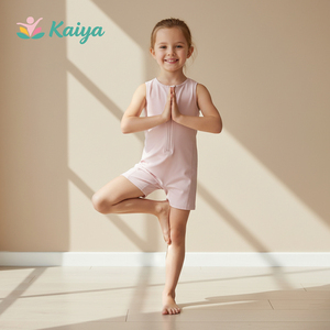 Conjunto de Ropa para Niña, Estilo Corto sin Mangas, de Nailon, Multicolor, Conjunto de Yoga para Niños, Novedad al por Mayor - Product Image 3