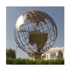 Sculpture de globe terrestre en acier inoxydable, carte du monde en fil métallique pour <span class=keywords><strong>jardin</strong></span> extérieur - Product Image 6