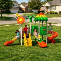 Ensemble de jeux d'extérieur pour enfants sur le thème des palmiers et des forêts, pour utilisation dans les parcs, avec toboggan en acier inoxydable pour enfants