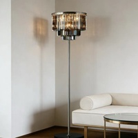 Lampadaire LED en fer et cristal de luxe léger, commande par bouton, design moderne américain et nordique minimaliste, 220V, pour salon et chambre à coucher
