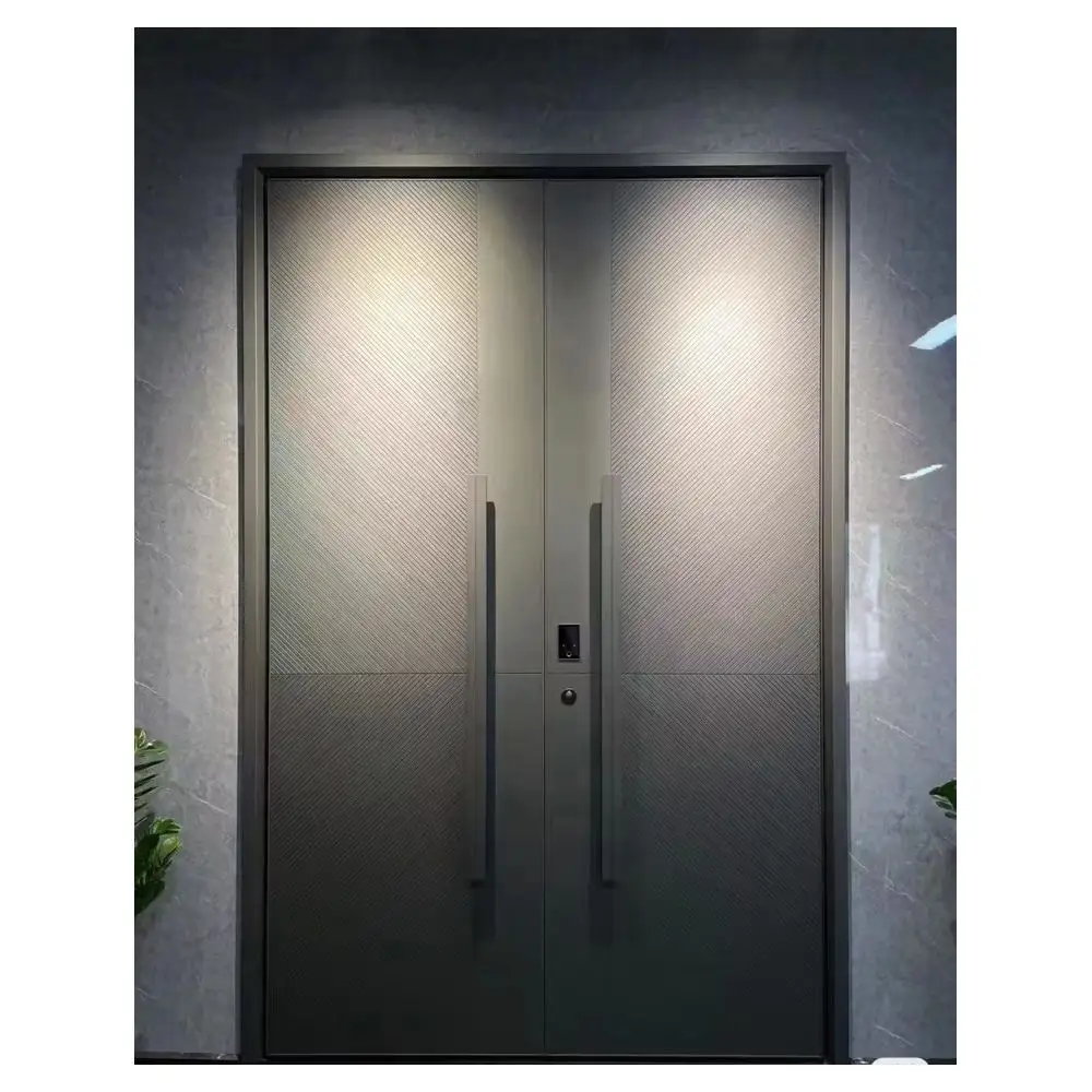 Pintu baja aluminium cor Modern Desain Grand Eropa Prima pintu keamanan eksterior masuk Modern