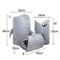 Seau de rangement en forme de requin de haute qualité poupées de rangement en feutre jouets Pot feutre panier organisateur de blanchisserie