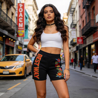 Pantalones Cortos Bermuda de Algodón Blanco con Estampado de Serigrafía, Estilo Holgado y Moderno, de Tela de Rizo para Mujer, con su Logotipo