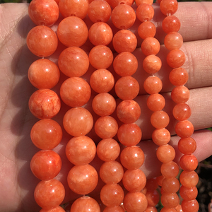 Perles en pierre de jade orange rondes en gros 6/8/10/12MM, perles lâches pour la fabrication de <span class=keywords><strong>bijoux</strong></span> DIY, <span class=keywords><strong>bracelets</strong></span> et colliers - Product Image 3