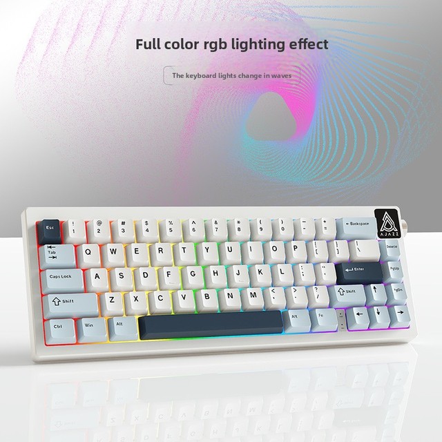 AJAZZ AK650 RGB Backlit Wired USB Mechanical Keyboard 66 Keys Knob DIY Hot Swap Gasket Structure PBT Keycaps for Desktop