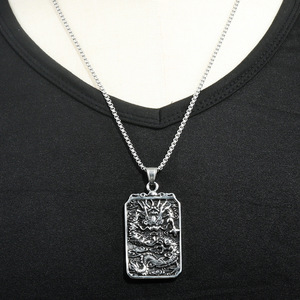 Pendentif Dragon de style chinois en acier inoxydable, collier à thème animal, cadeau unisexe 280751 - Product Image 4