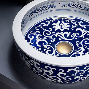 <span class=keywords><strong>Canton</strong></span> Fair Amazing Jingdezhen Azul y blanco Pintado a mano Lavabo <span class=keywords><strong>de</strong></span> cerámica <span class=keywords><strong>de</strong></span> <span class=keywords><strong>porcelana</strong></span> Lavabo <span class=keywords><strong>de</strong></span> baño redondo - Product Image 3