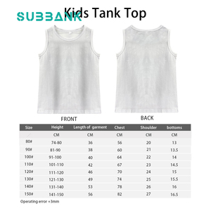 Subbank Großhandel Sublimierte Singlet-Tops Blanko Individuell Bedruckbare Ärmellose Kinder-<span class=keywords><strong>Shirts</strong></span> aus 100% Baumwolle Weste Sublimations-Tanktop - Product Image 4