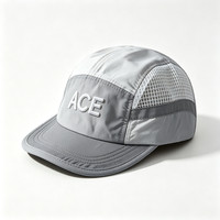 Topi Lari 5 Panel Berbahan Mesh ACE Bordir 3D Cepat Kering Ringan untuk Musim Panas, Perjalanan, Santai, Olahraga Luar Ruangan, Bernapas, dengan Sambungan Mesh