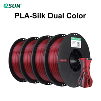 Filament d'impression 3D ESUN PLA-Silk Noir Rouge 1,75 mm 1 kg pour imprimante FDM, plastique 190-230 PET PA, prix bas, vente en gros d'usine