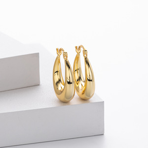 Pendientes de Plata 925 para Mujer, Aros Ovalados Gruesos y Pulidos, Chapados en Oro de 18K, Hipoalergénicos - Product Image 6