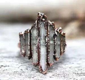 Creatieve Unieke Healing Resizeable Quartz Ring Anillos De Cuarzos Crystal Verstelbare Wit Quartz Finger Ring Sieraden