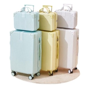 Korean Style Sweet Simple <b>Suitcase</b> 20 24 Inch Combination <b>Lock</b> Zipper Closure Universal Wheels Leisure Travel Women Pink Light - Product Image 5