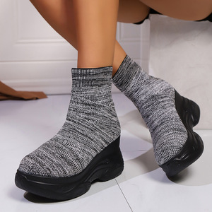 Chaussures décontractées tendance pour femmes adultes, chaussures à talon compensé, semelle épaisse, respirantes, confortables, tendance mode - Product Image 4