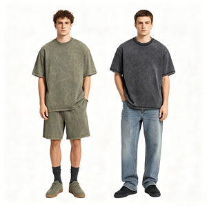T-shirts personnalisés surdimensionnés, effet usé, délavés à l'acide, vintage, en coton, streetwear, imprimés, unisexes, poids lourd, pour hommes - Product Image 1